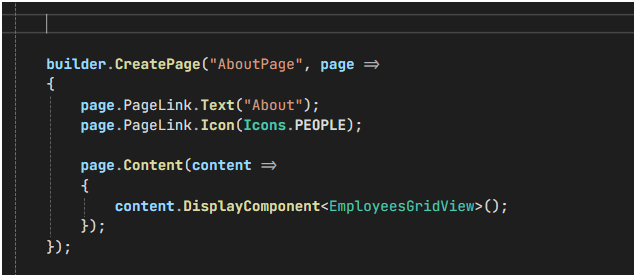 Display EmployeesGridView on AboutPage