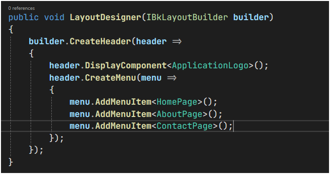 Add header and menu in LayoutDesigner