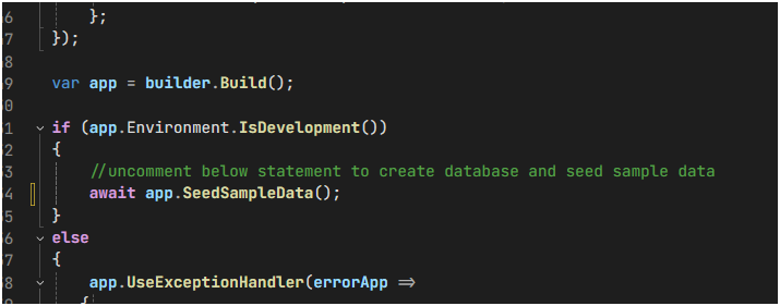 SeedSampleData method uncommented