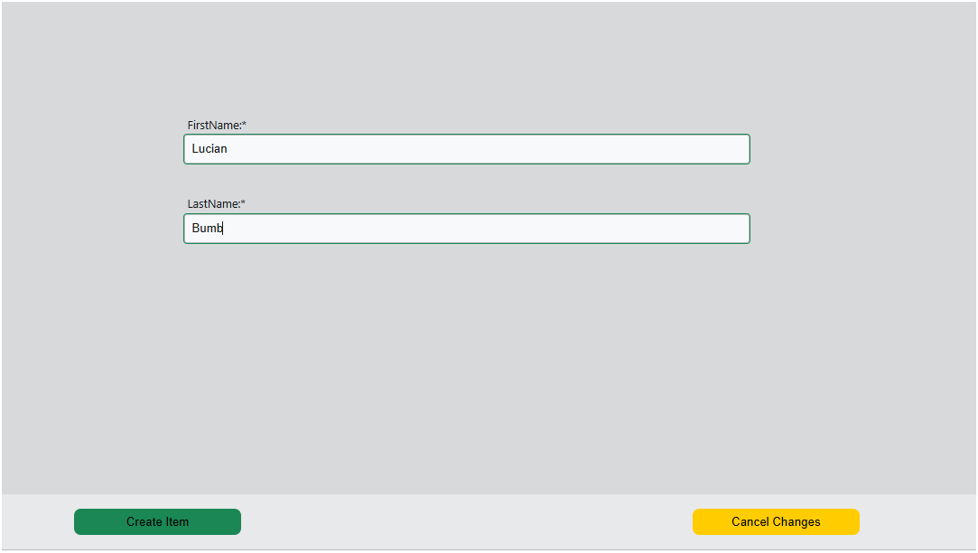Form with data filled in